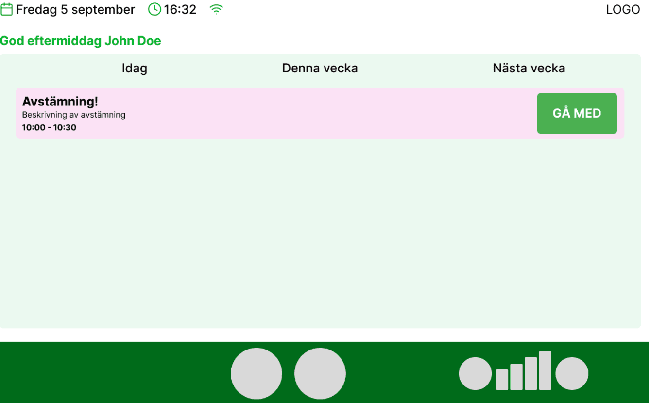 Bubblans ursprungliga gränssnitt i ljusgrönt, med lågkontrast-knappar